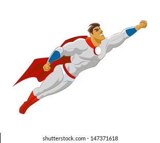 Superhero Flying. Vector Illustration