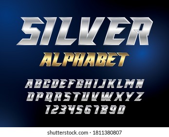 SuperHero font. Metallic effect letters and numbers