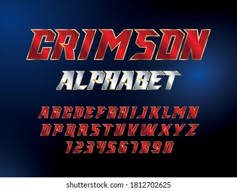 SuperHero font. Metallic effect letters and numbers