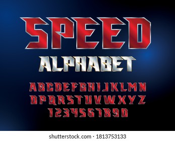 SuperHero Schriftart. Buchstaben und Zahlen von Metallic-Effekten