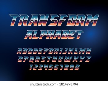 Fuente SuperHero. Letras y números de efectos metálicos
