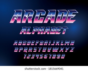 SuperHero font. Metallic effect letters and numbers