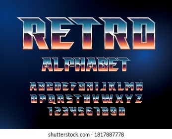 SuperHero Schriftart. Buchstaben und Zahlen von Metallic-Effekten