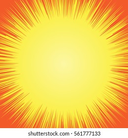 Superhero frame, Comic book radial lines background, Manga or anime speed graphic texture, Explosion vector illustration , Rectangle fight stamp for card, Sun ray or star burst element