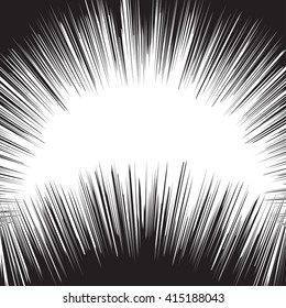 Superhero frame,Comic book black and white radial lines background,Manga or anime speed graphic texture, Explosion vector illustration , Rectangle fight stamp for card, Sun ray or star burst element
