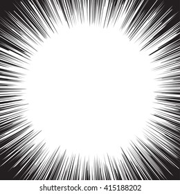 Superhero frame,Comic book black and white radial lines background,Manga or anime speed graphic texture, Explosion vector illustration , Rectangle fight stamp for card, Sun ray or star burst element