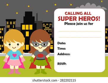 Superhero Girl Birthday Invitation