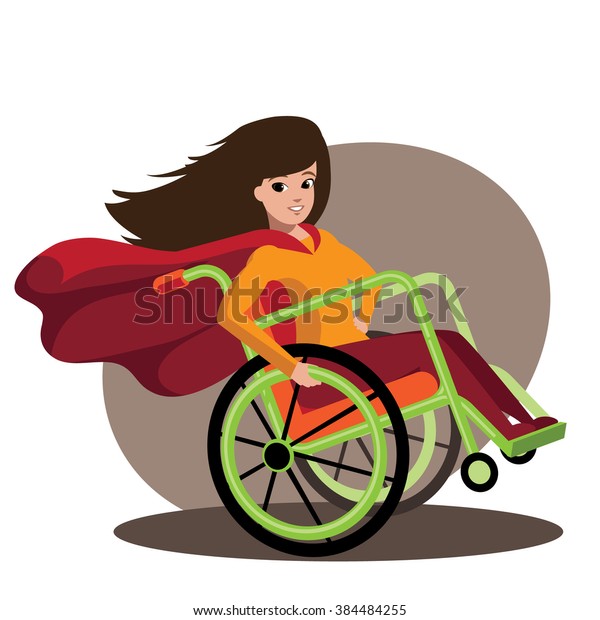 Superhero Girl Cool Wheelchair Eps 10 Stock Image Download Now