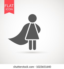 Superhero girl stick figure with cape