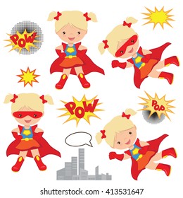 Superhero girl vector illustration