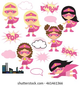 Superhero Girl Vector Illustration