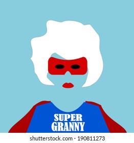 superhero granny with cape and mask