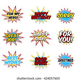 Superhero Greetings. Super Hero Style Cartoon. Vector Illustration Design.