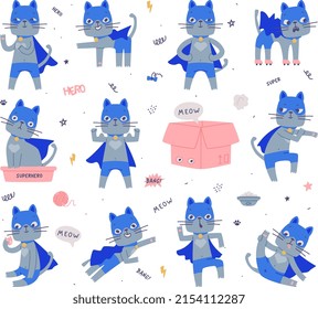 Gato de Superhéroe gris con máscara azul y Cabo con conjunto de vectores eléctricos