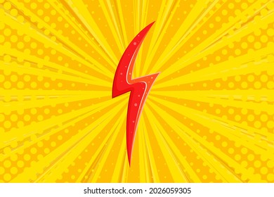 Superhéroe de fondo medio con rayo rojo. Diseño cómico con flash. Fondo de la ilustración del vector