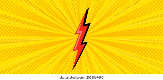 Superhero halftoned background with red lightning. Versus comic design with flash. Vector illustration backdrop