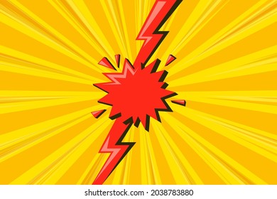 Superhero halftoned background with red lightning. Versus comic design with flash. Vector illustration backdrop
