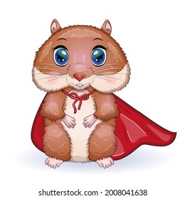 Superhero hamster. Cute hamster superhero, hamster cartoon characters, funny animal character