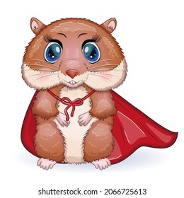 Superheld-Hamster. Cute Hamster Superheld, Hamster-Cartoon-Figuren, komischer Tiercharakter