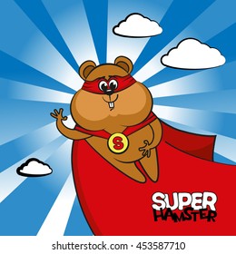 Superhero hamster. Vector image of a comic book or cartoon