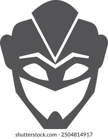 Superhero helmet black icon. Powerful mask silhouette