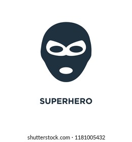 Superhero icon. Black filled vector illustration. Superhero symbol on white background. Can be used in web and mobile.