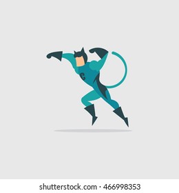 Superhero icon in cartoon colored style. Vector illustration
