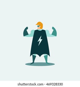 Superhero icon in cartoon colored style. Vector illustration