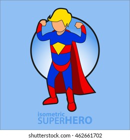 Superhero icon. Isometric 3d vector character.