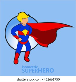 Superhero icon. Isometric 3d vector character.