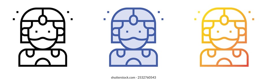 superhero icon. Linear, Blue Fill and Gradient Style Design Isolated On White Background