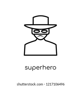 Superhero icon. Trendy modern flat linear vector Superhero icon on white background from thin line Professions collection, editable outline stroke vector illustration