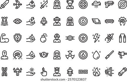 Superhero icons  High-Quality Vector Icons Collection with Editable Stroke. Ideal for Professional and Creative Projects.