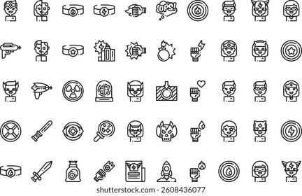 Superhero icons High-Quality Vector Icons Collection with Editable Stroke. Ideal for Professional and Creative Projects