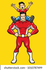 superhero and kid