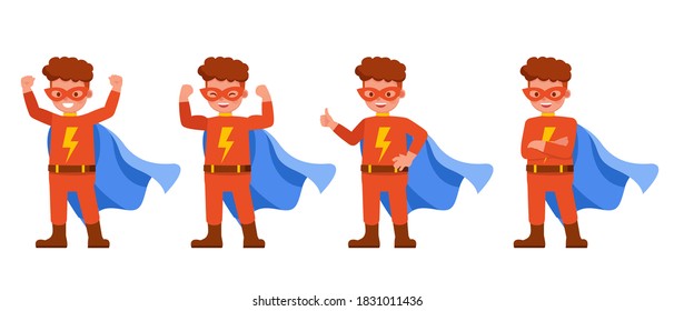 Superhero Kind Charakter, Vektordesign. Präsentation in verschiedenen Aktionen. no2