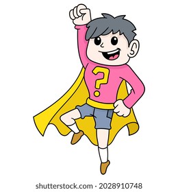 Superheld-Kinderwissenschaft ist bereit zu lernen, Vektorgrafik Kunst. doodle Symbol-Bild kawaii.