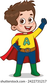 Superhero-Kids-Cartoon-Zeichen, Vektorgrafik 