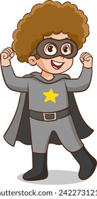 Superhero kids Cartoon Character vector Illustration 