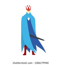 Superhero king actions icon in cartoon colored style jump pose in blue raincoat vector illustration.