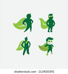 superhero leaf logo icon vector