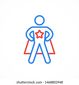 Superhero line icon. Hero symbol color. Superman mockup. Super dad template. Vector illustration. EPS 10