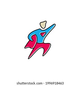 Superhero logo cartoon character pose flying
