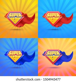 Superhero logo cloak. Super hero cape. Power icon. Super hero icon. Superhero logo.