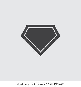 Superhero Logo Icon In Black On A Gray Background. Vector Illustration.