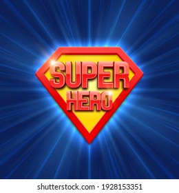 Superhero logo on bright background. Vector illustration.