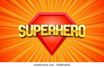 Superhero logo on bright background. Vector illustration.