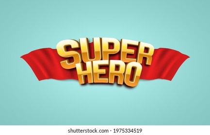 Superhero logo with red cloak. Vector illustration.