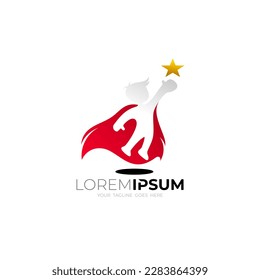 Superhero logo and simple design template, children and star icon