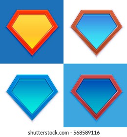 Superhero Logo Template. Blank Super Hero Badge Set. Vector Illustration